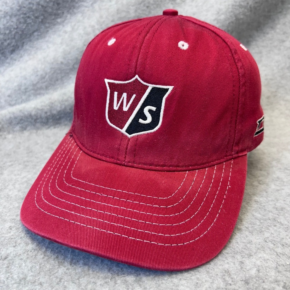 W/S Shield Logo Mens Red Wilson Staff Golf Hat D-100 DUO Adjustable OSFA